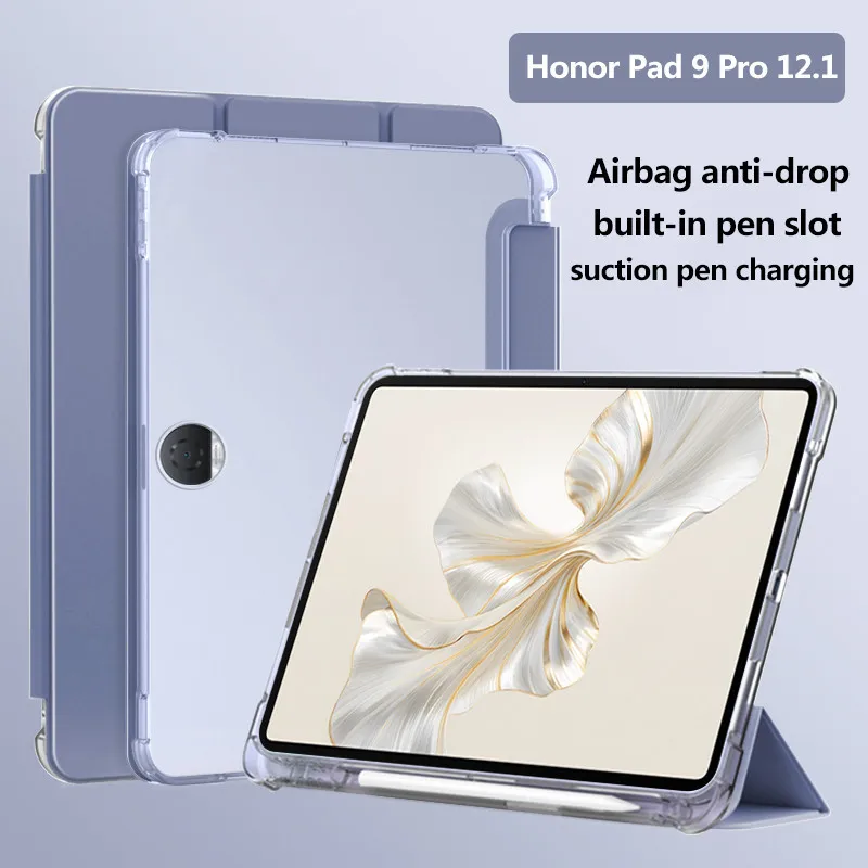 Soft Silicone Case For Honor Pad 9 12.1 inch 2023 9Pro Pad8 V8 Pro 11.5 X9 X8 Pro X8Lite 10.1 Transparent Cover With Pen Slot