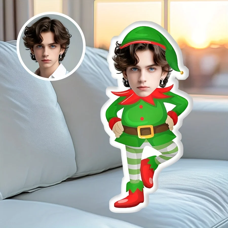 Grüner Weihnachtsmann, personalisiertes Gesicht, Plüschkissen, das perfekte Geschenk für Männer und Frauen, realistischer 3D-Druck – Detail 6