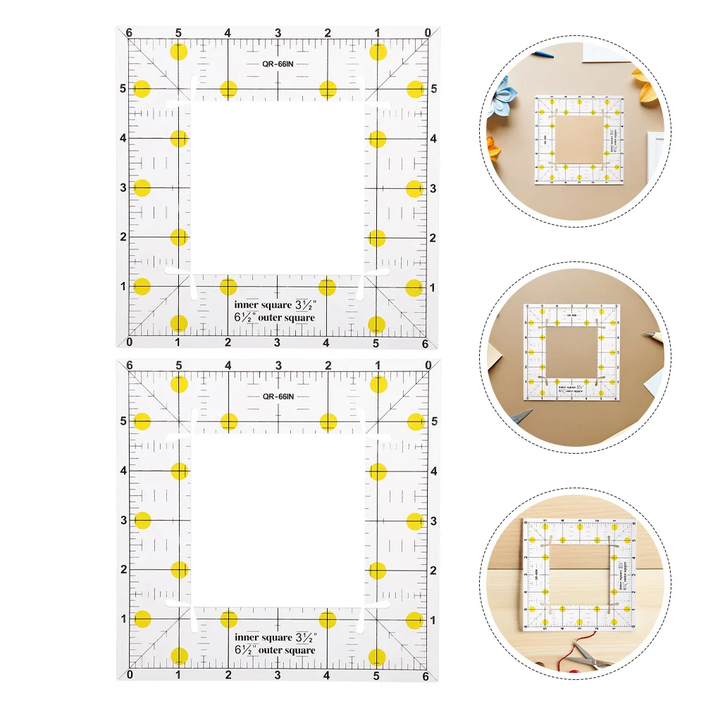 

2Pcs Square Quilting Ruler Clear Acrylic Patchwork Rulers Middle Hollow Design Precise Cutting Tailor Sewing Tools for Fabric