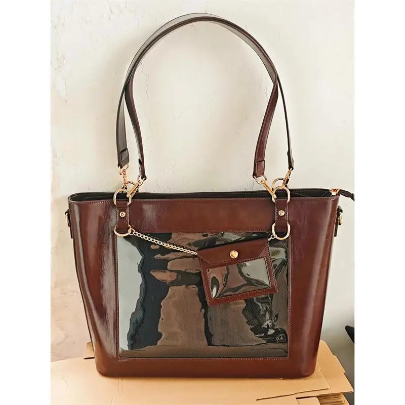 

JIAERDI Transparent Brown Ita Bag Women 2025 New Large Capacity Pain Bags Handbag Ladies Vintage Shoulder Tote Bag Aesthetic