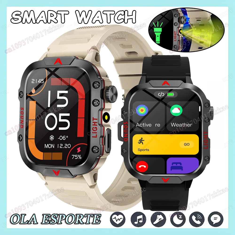 

2025 Новые военные умные часы для мужчин IP68 5ATM Спорт на открытом воздухе Фитнес-трекер Мониторинг здоровья 1,81 дюйма Bluetooth Calls Smartwatch