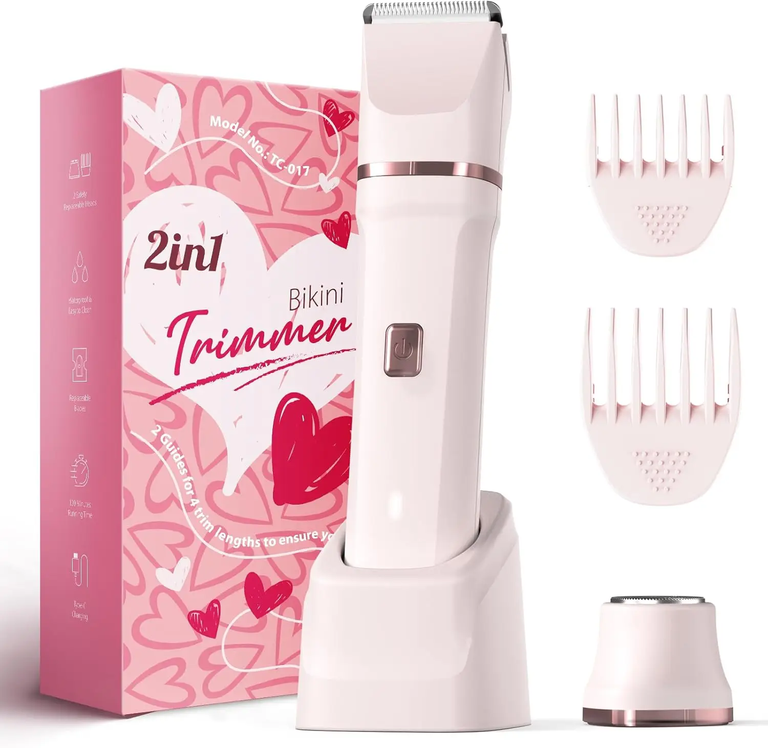 Painless Bikini Trimmer for Women - Cordless Electric Razor with Ceramic Blade, IPX7 Waterproof & Easy Clean
