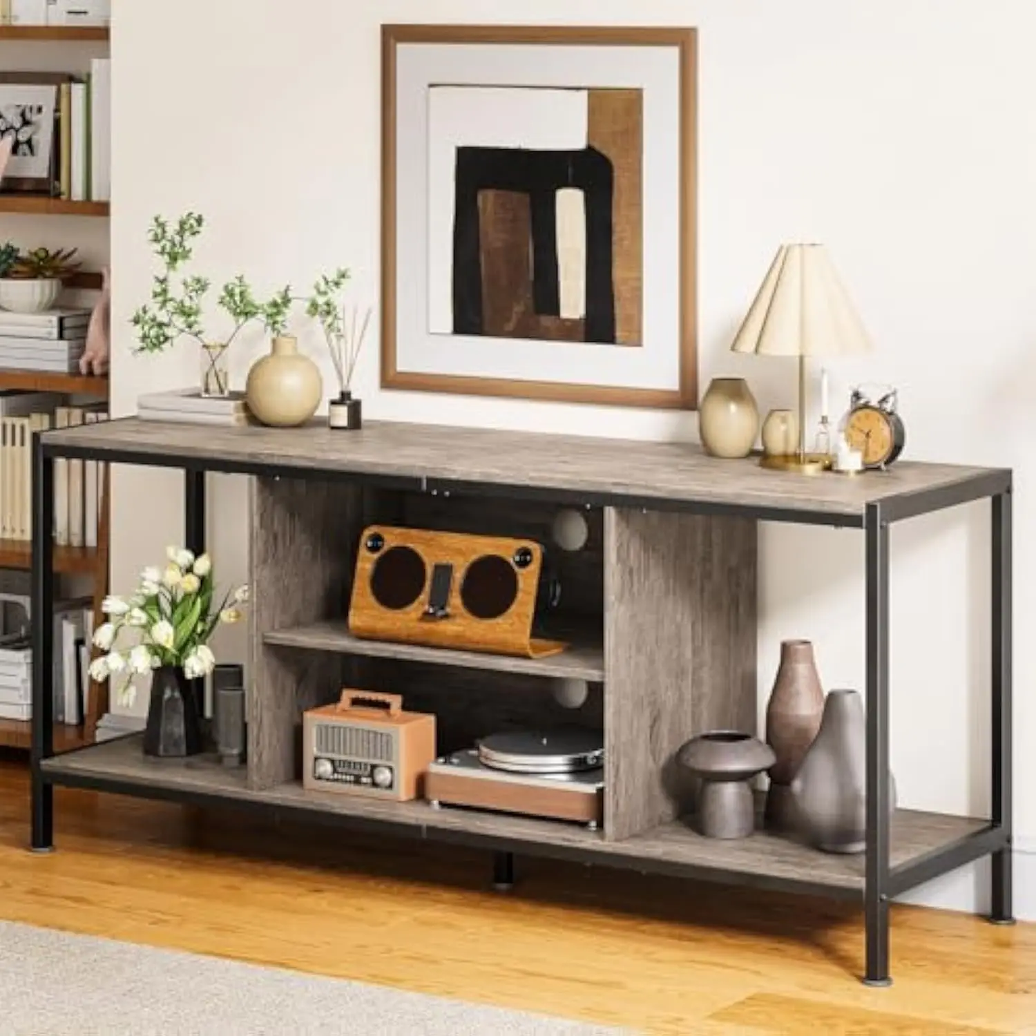 

TV Stand for TVs up to 65 Inch,Entertainment Center with Open Storage Shelves,TV Media Console Table for Living Room and Bedro