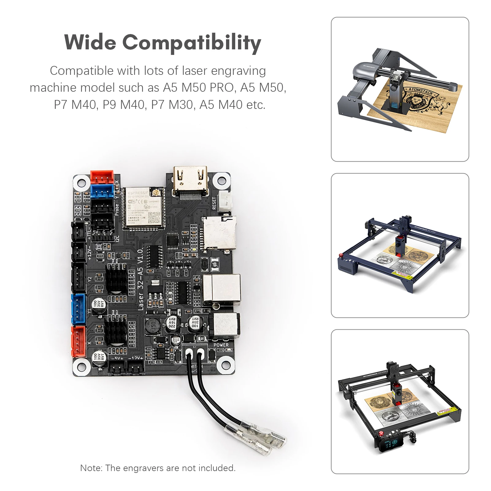 Atomstack Laser Engraver 32-bit Motherboard Replacement Used for 5W Optical Power Engravers Suitable for A5 M50 PRO/A5 M50