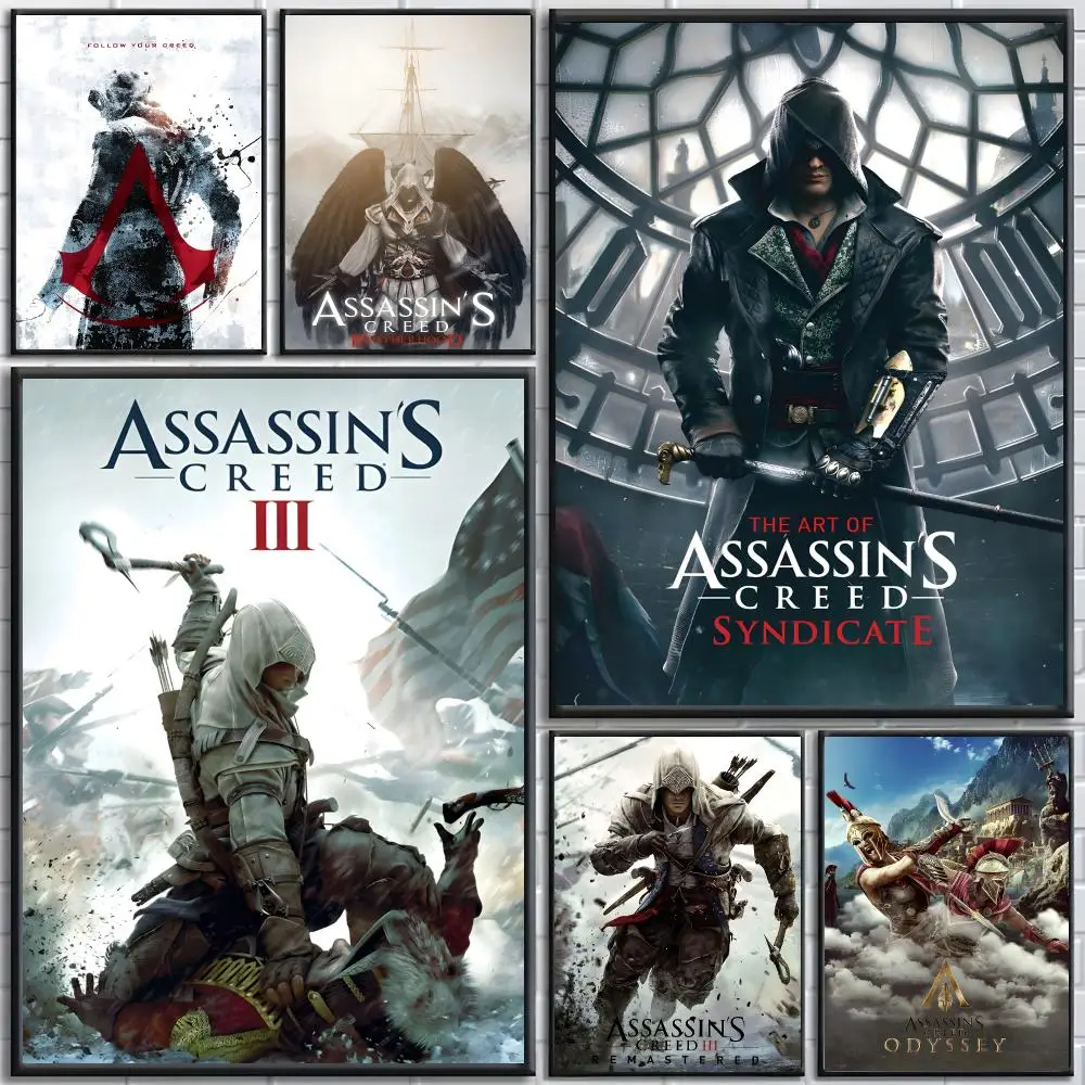 Póster del juego Assassin's Creed, carteles artísticos de pared de alta calidad, adecuados para oficinas en el hogar, dormitorios y salas de estar.
