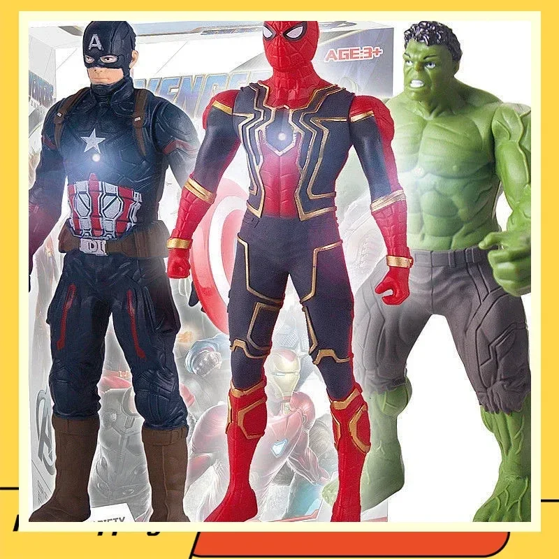 Marvel Actionfiguren 17 cm Leuchtende Spiderman Captain America Ironman Hulk Anime Sammlermodell Heimdekoration Geschenk
