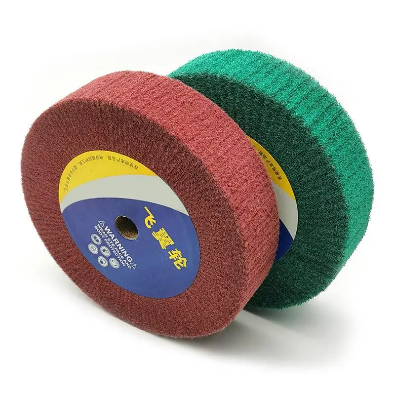 1pc 150/200/250mm Scotch Brit Mop Polishing Wheel Non-Woven Flap Brush Nylon Fiber Disc Red Green