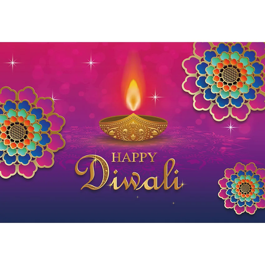 Avezano Photography Background Happy Diwali Floral Diya Lamp Candle Hindu Festival of Lights Party Decor Backdrop Photo Studio