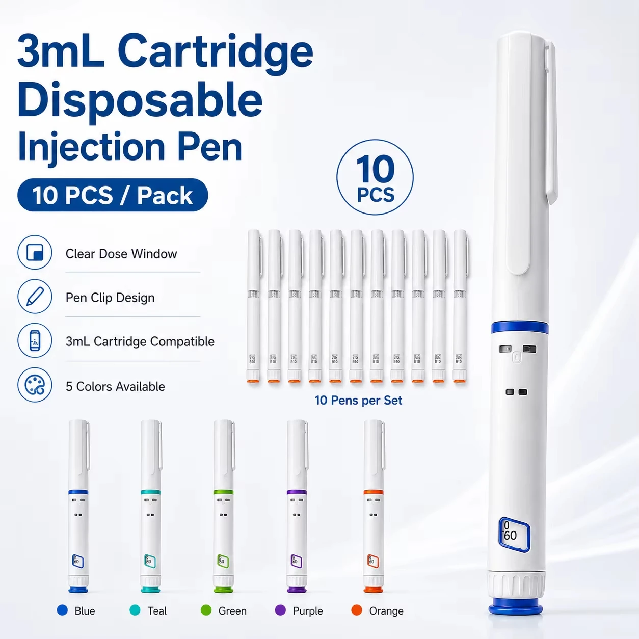 3ml Rotary Push Disposable Insulin Injection Pen Sterile Injection Pen Adjustable Growth Hormone Dose