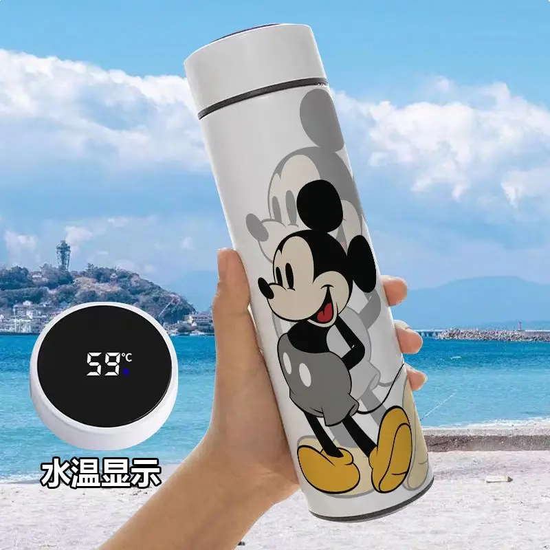 Mickey Minnie male and female couples new creative cartoon pattern intelligent temperature display stainless steel thermos cup