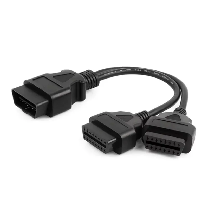 High Quality OBD2 Y-Splitter Cable - 30CM Male to Dual Female 16-Pin Extension Adapter