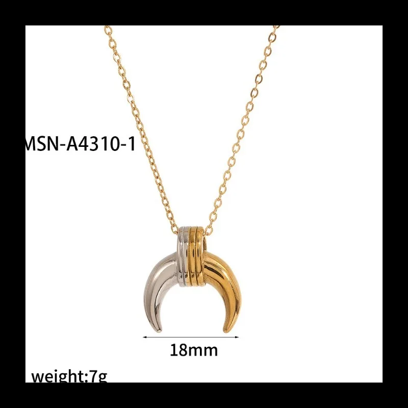 INS الإنترنت المشاهير أزياء شعبية 18 كيلو الذهب الفولاذ المقاوم للصدأ الذهب والفضة اللون مطابقة القمر شخصية قلادة الرقبة المجوهرات #4