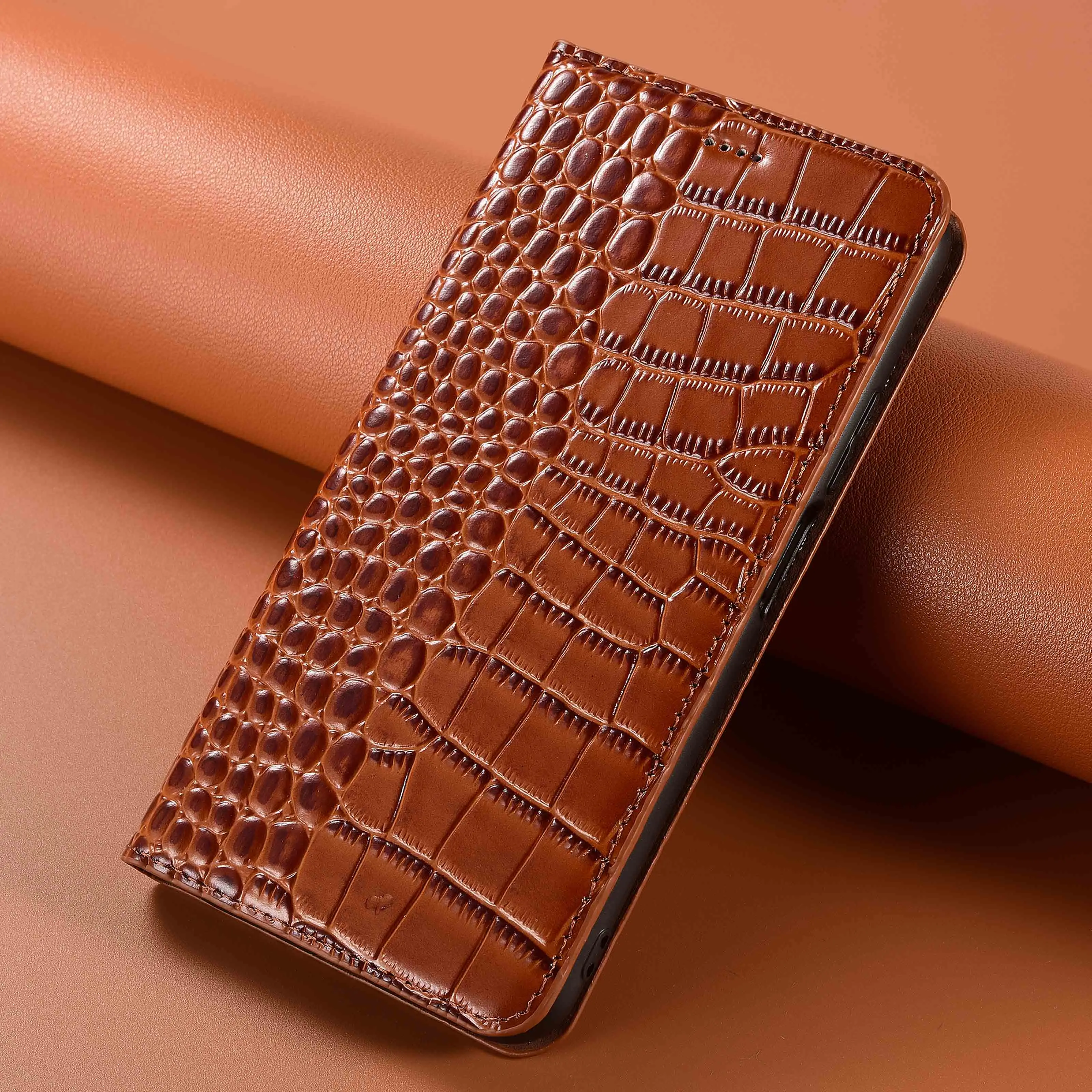 For Samsung Galaxy S6 S7 S8 S9 S10 S10E S20 4G 5G Lite Plus Ultra FE Crocodile Pattern Genuine Leather Flip Phone Case Cowhide