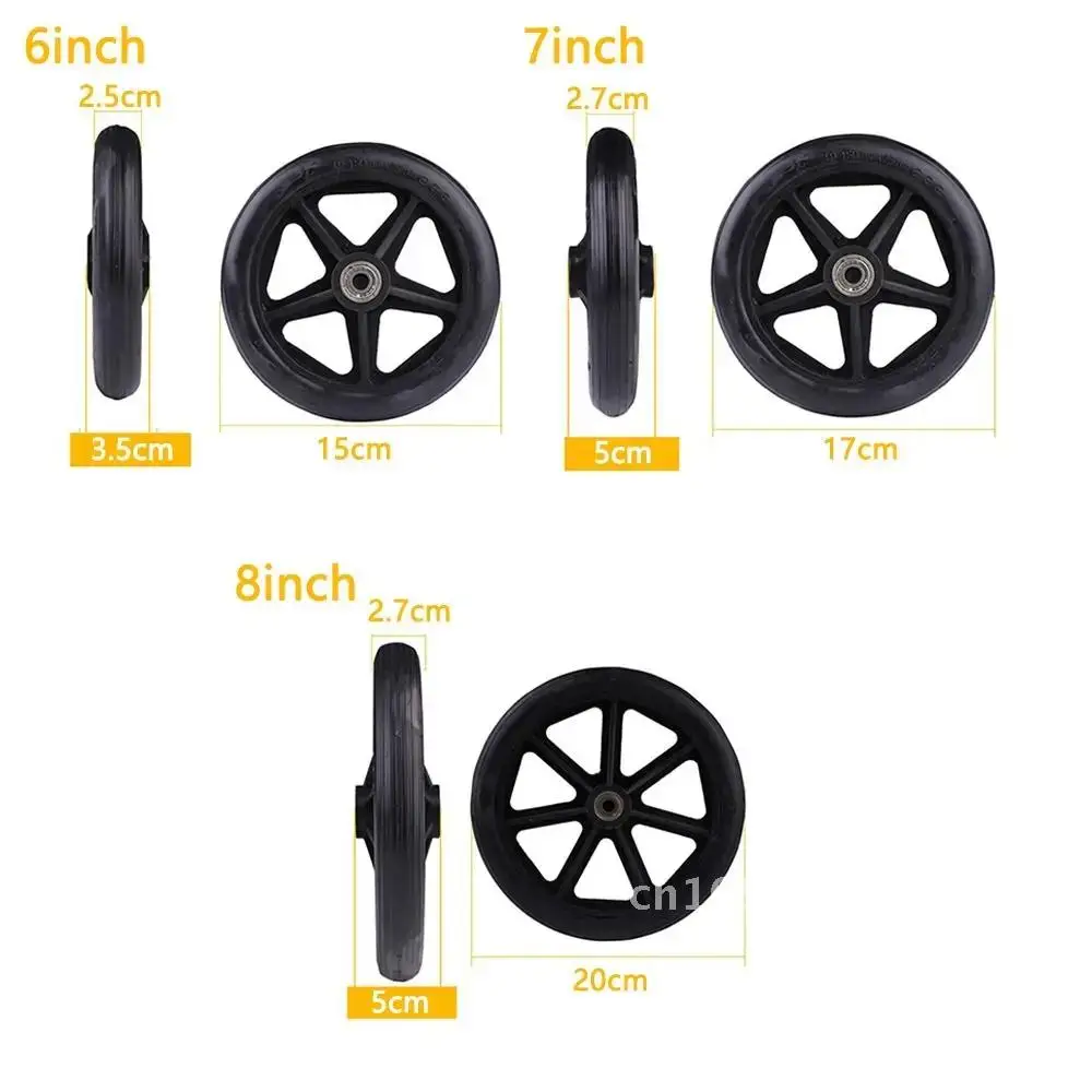 1Pcs 6/7/8 Inch Solid Rubber Tire Wheel Wheelchair Travelling Shopping Trolley Parts Wheels Caster Caster Replacement Cart