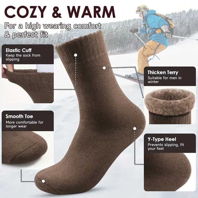 Men\'s Autumn and Winter Super Thick Plush Socks 1/2/4/6/8/10/15/20Pairs of Outdoor Casual Warm and Cold Resistant Mid Tube Socks