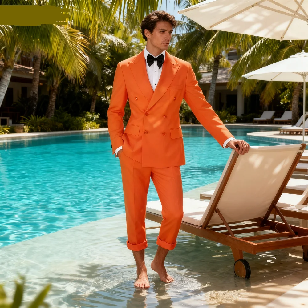 

2-Piece Formal Men's Terno with Peak Lapel Blazer Classic Smoking Suit for Wedding Slim Fit Custom-Made Male Attire