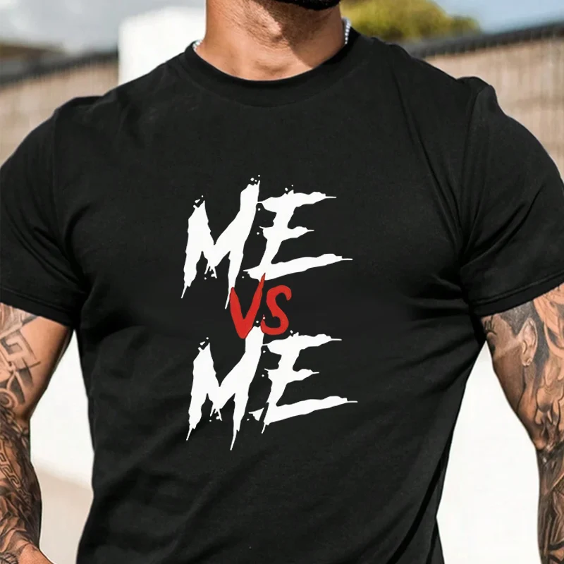 

Мужская футболка с графическим принтом Me Vs Me, модная повседневная футболка в уличном стиле, подходит для путешествий и занятий спортом.