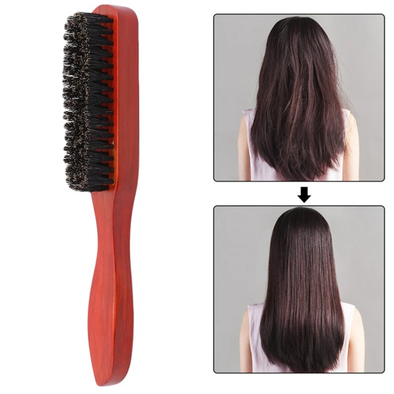 Natural Boar Bristle Brush Comb Anti-Static Hairdressing Hair Styly Comb Curly Hair Modeling Wood Men/Woman Hairbrush Tool 1PC