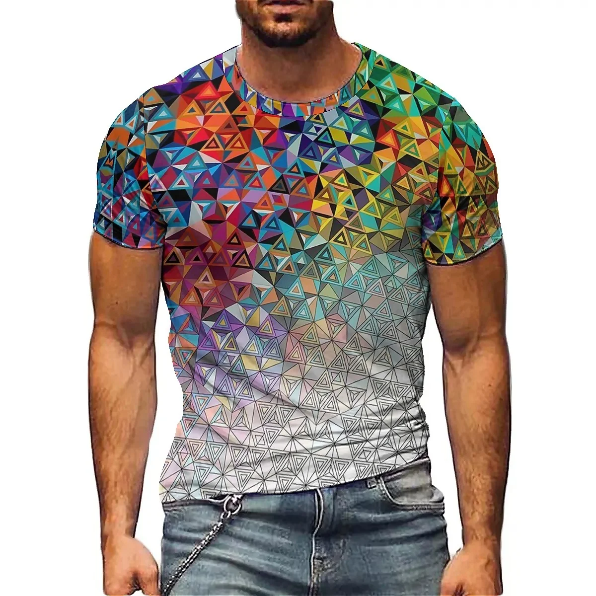 Four-Season Tie-Dye Men's 3D Printed Short Sleeve T-Shirt - Party Style