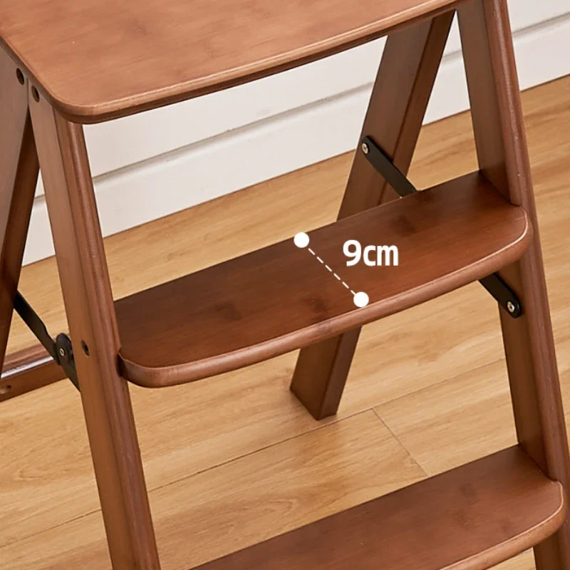 Bamboo Portable Step Stools Folding Miltifunctional Portable Safety Step Ladders Attic Scaffolding Extendable Stool Furnitures