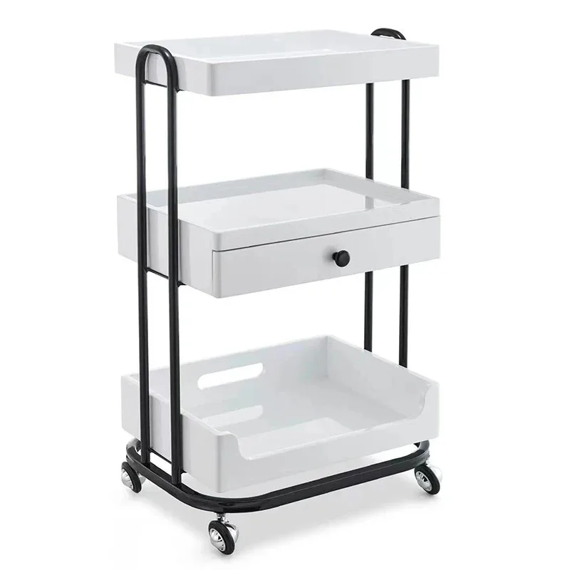 Metal White Hairdressing Trolley Rolling Portable Beauty Salon Trolley Pasta Drawers Carrello Attrezzi Spa Furniture MQ50TC