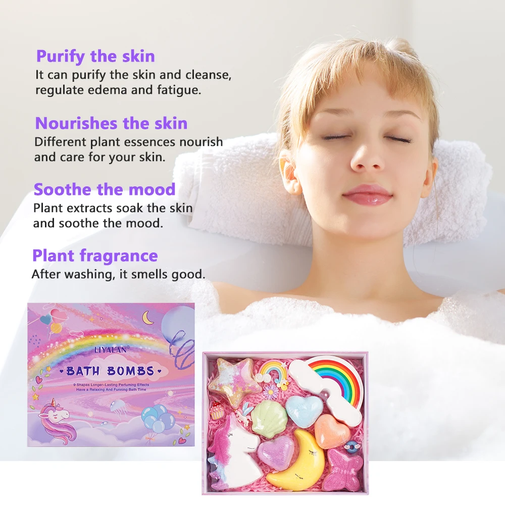 Luxe Bathbomb Kit Voor Kid Rijke Bubble Kleurrijke Leuke Rainbow Cloud Vrouwen Spa Relax Vegan Fizzy Bad Bom Set Met speelgoed Binnen