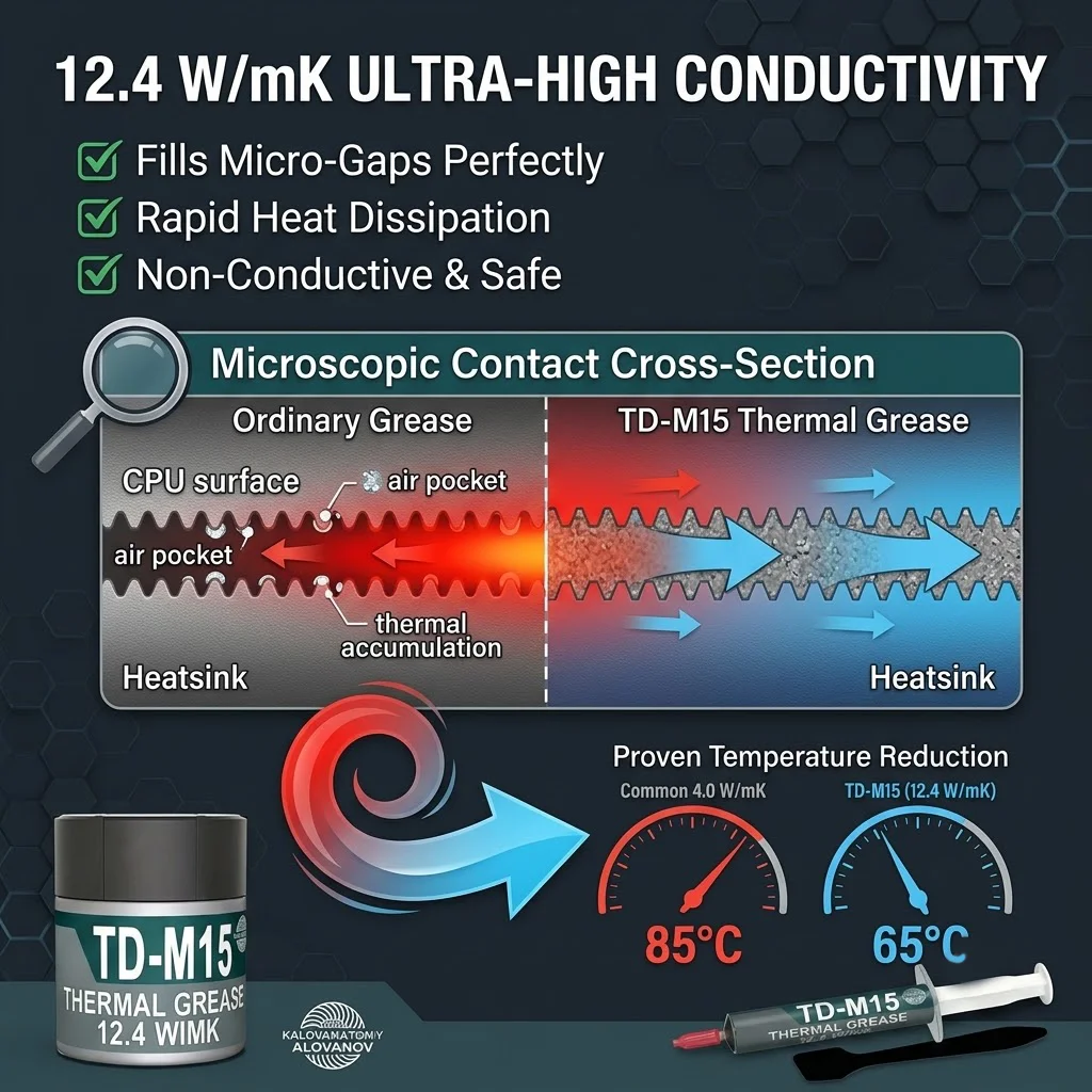 12.4W/mK High Thermal Conductivity Paste Grease with Spatula for CPU GPU Laptop PS5 Gaming PC Processor Heatsink Cooling Kit