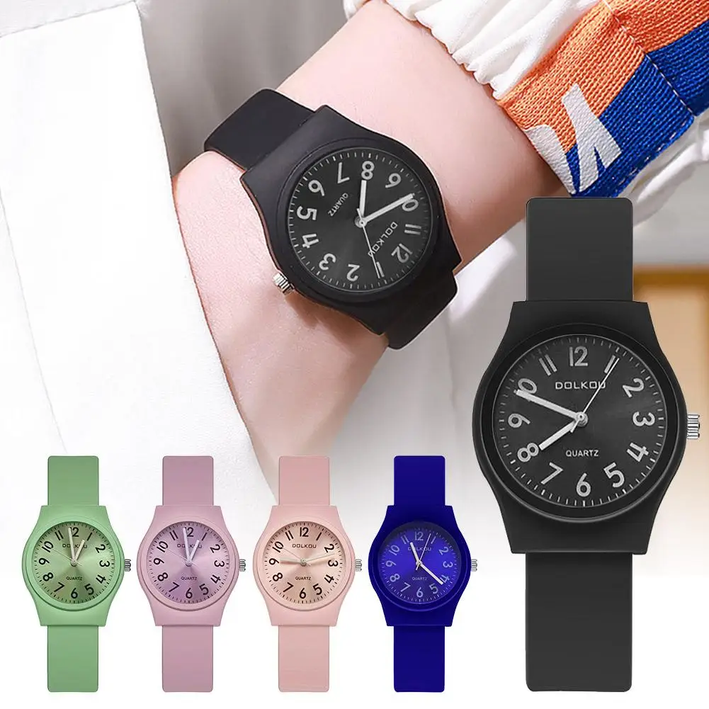 Student mehrfarbige Quarzuhr frische Süßigkeiten Farbe Mode lässig rau Edelstein Leder uhr für Junior High School Schüler q0e9