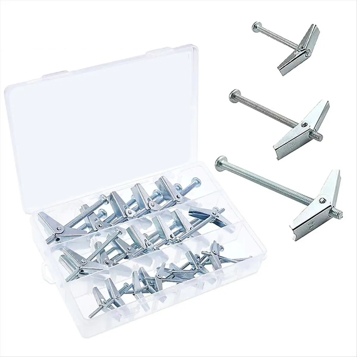 A1844FHOT]24 Pcs Toggle Bolt and Wing Nut Kit for Hanging Heavy Items on Drywall - 1/8 Inch, 3/16 Inch, 1/4 Inch