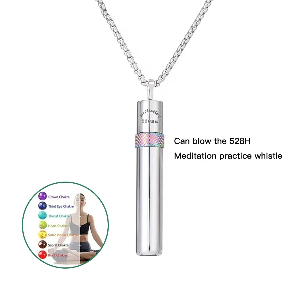 528Hz Frequency Whistle Love Frequency Pendants Rotation Stress Relief Meditation Breathing Anxiety Stainless Steel Necklace