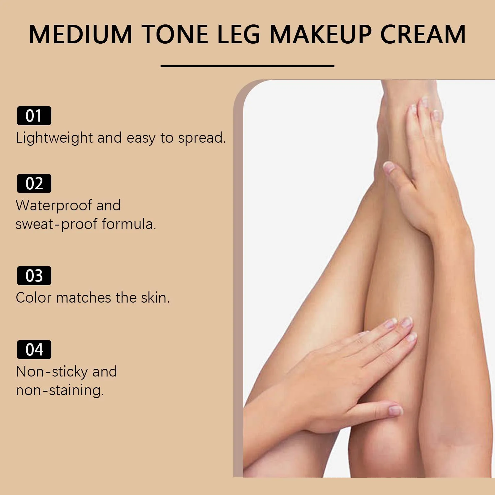 OCEAURA Medium Natural Dark Tones Leg Makeup Cream Waterproof Sweat-proof Formula Professional Concealer Long-lasting Makeup