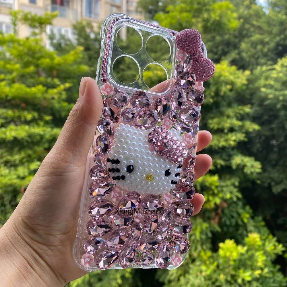 Für Nothing Phone 4A 4A Pro 4B 3A Pro 3 3A Lite 2 2A 1 CMF Phone 2 Pro Phone1 Hello Kitty Diamant-Schleifen-Bling-Handyhülle – Detail 4