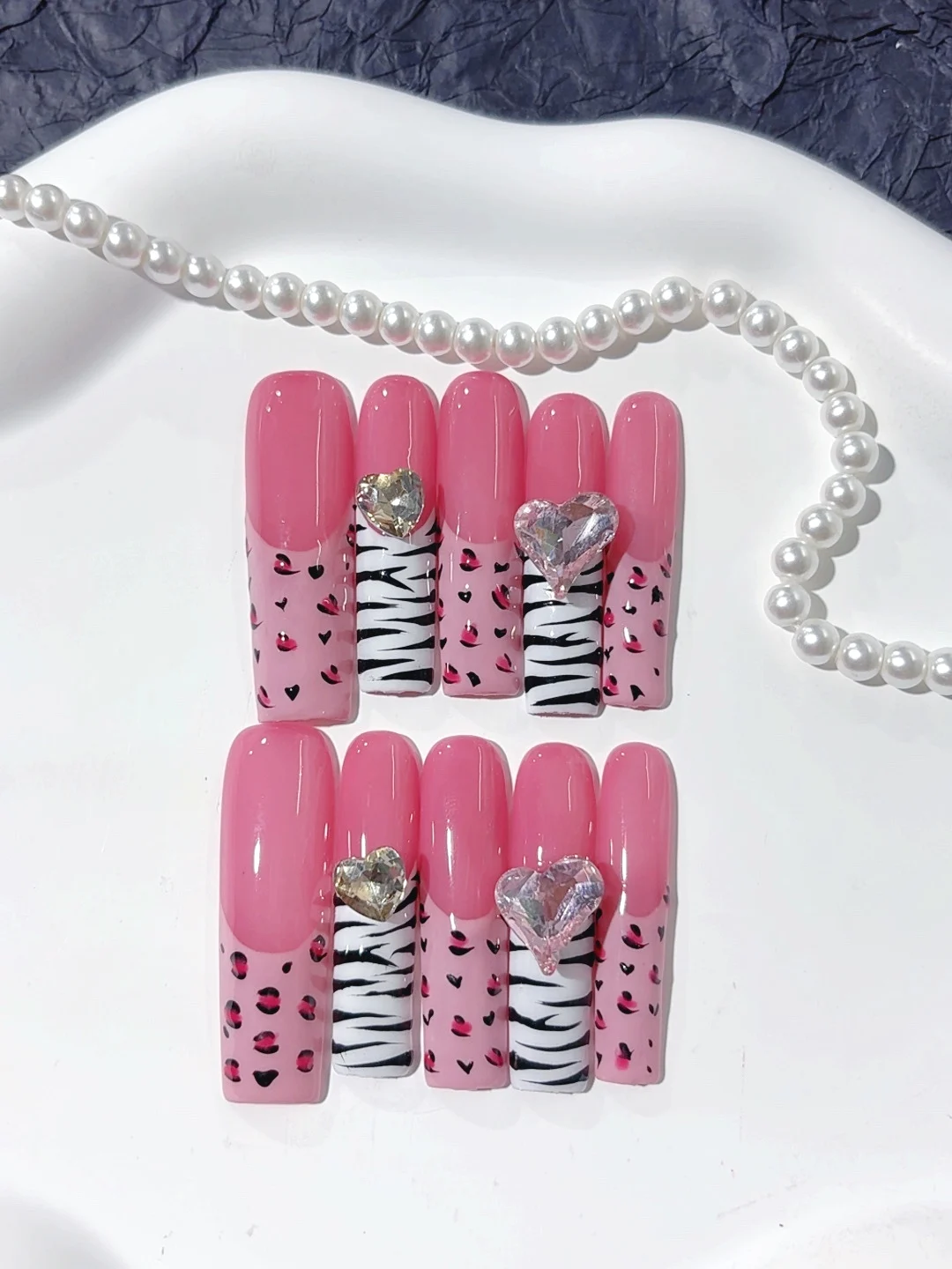 4cm النمط الفرنسي الوردي على شكل قلب حجر الراين لطيف أزياء مسمار الفن (L129) #4