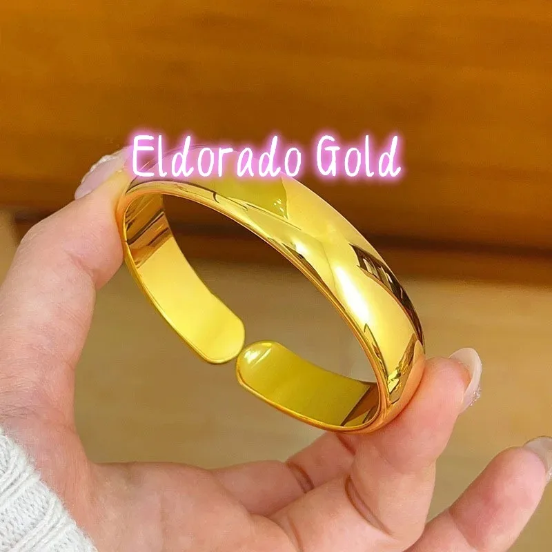 

Золотой браслет Eldorado Gold 2025AU999 из 24-каратного золота, открытый, толщиной 14 мм, регулируемый, женское роскошное модное ювелирное украшение, подарок на день рождения