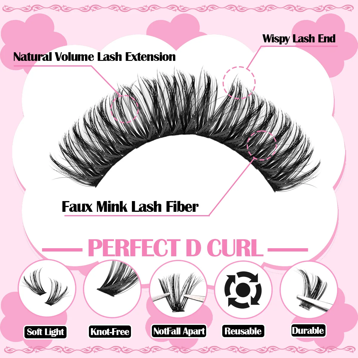 مجموعة مجموعات الرموش مع غراء تثبيت قوي لتقوم بها بنفسك طقم تمديد الرموش لاش السندات وختم ملاقط رمش قابلة لإعادة الاستخدام