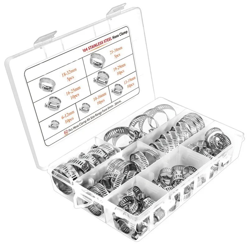 60pcs-stainless-steel-american-style-hose-clamps-assortment-kit-pipe-clips-6mm-38mm-boxed-hose-fasteners