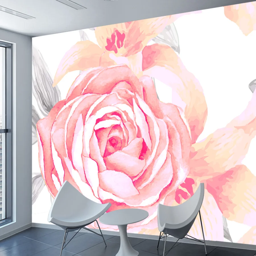 Custom Peel and Stick Wallpapers Accept for Living Room Bed Girls Pink Rose TV Background Wall Design Papers Home Decor Mural