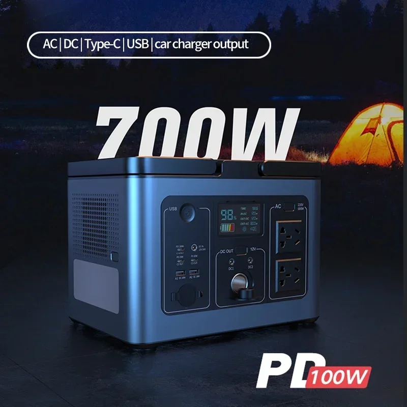2026 Mini Solar Energy System 192000mAh Power Bank Battery Wireless Charge Solar 614Wh Power Station Generator 700W