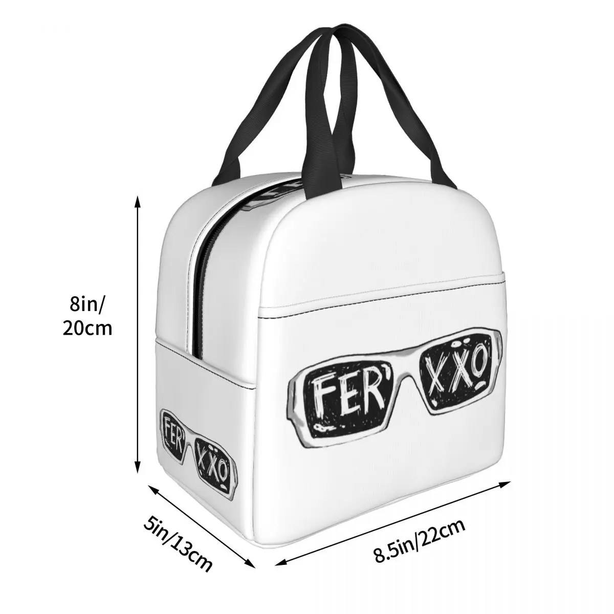 Ferxxo Glasses Feid Logo Classic Sticker Lunch Bags Insulated Bento Box Lunch Tote Resuable Picnic Bags for Woman Girl School