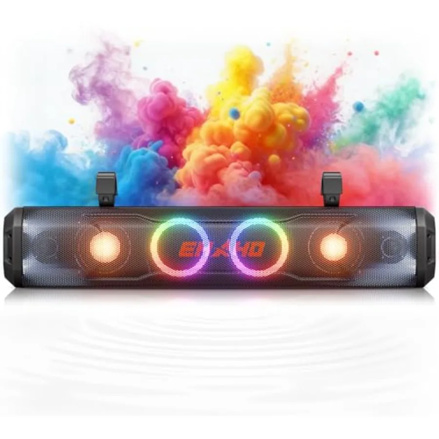 

26 Inch 6 Speaker UTV Sound Bar, Bluetooth Golf Cart Speakers [Color Changing RGB and Strobe Light] IP66 Waterproof ATV Speaker
