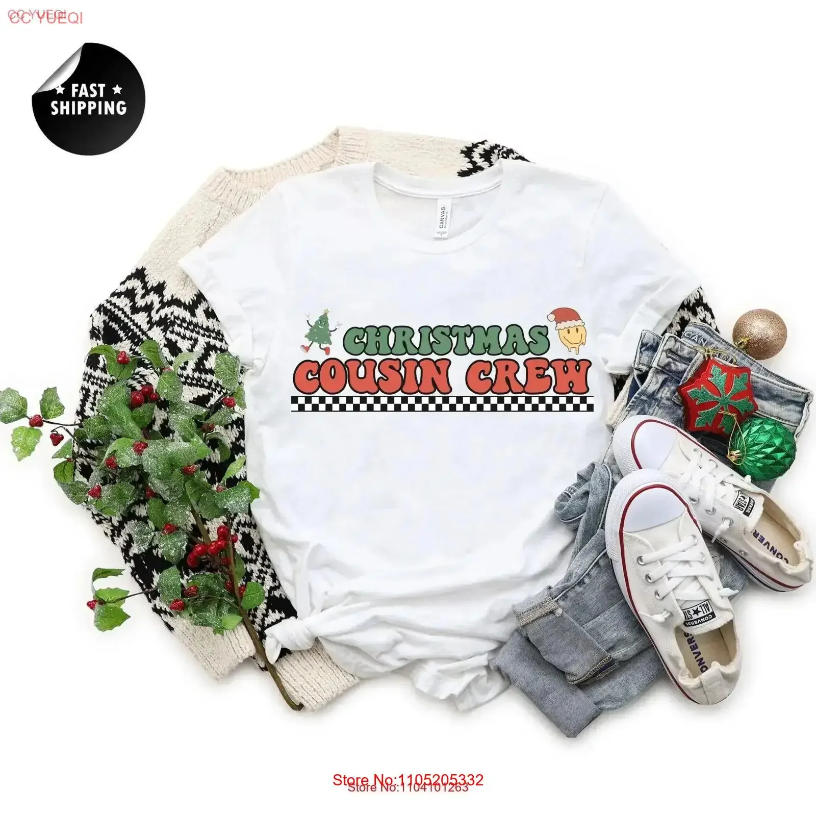 عيد الميلاد ابن عم طاقم تي شيرت فرقة الأسرة مطابقة بيجامة عطلة الاطفال خمر غسلها الأزياء الرسم تنوعا قليلا