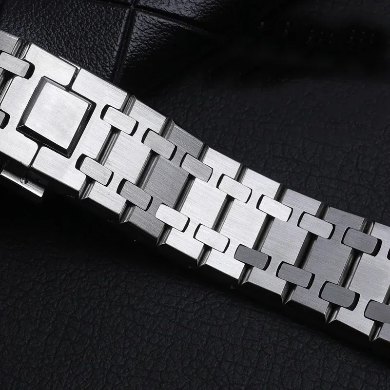 AP 15400 Audemars Piguet 로얄 오크 스트랩 남성용 시계 밴드 26mm 28mm 용 904 스테인레스 스틸 실버 팔찌