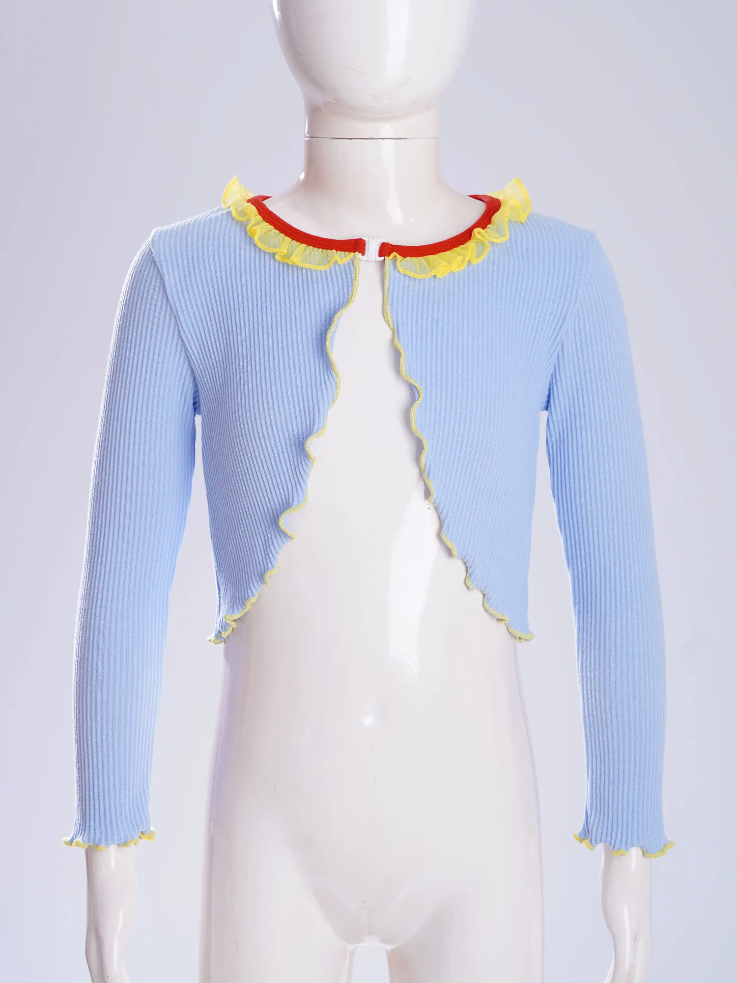 

White Girls Sweater Cardigans Kids Girls Long Sleeve Ruffled Trim Basic Coat Shawl Girls Wedding Birthday Party Clothing