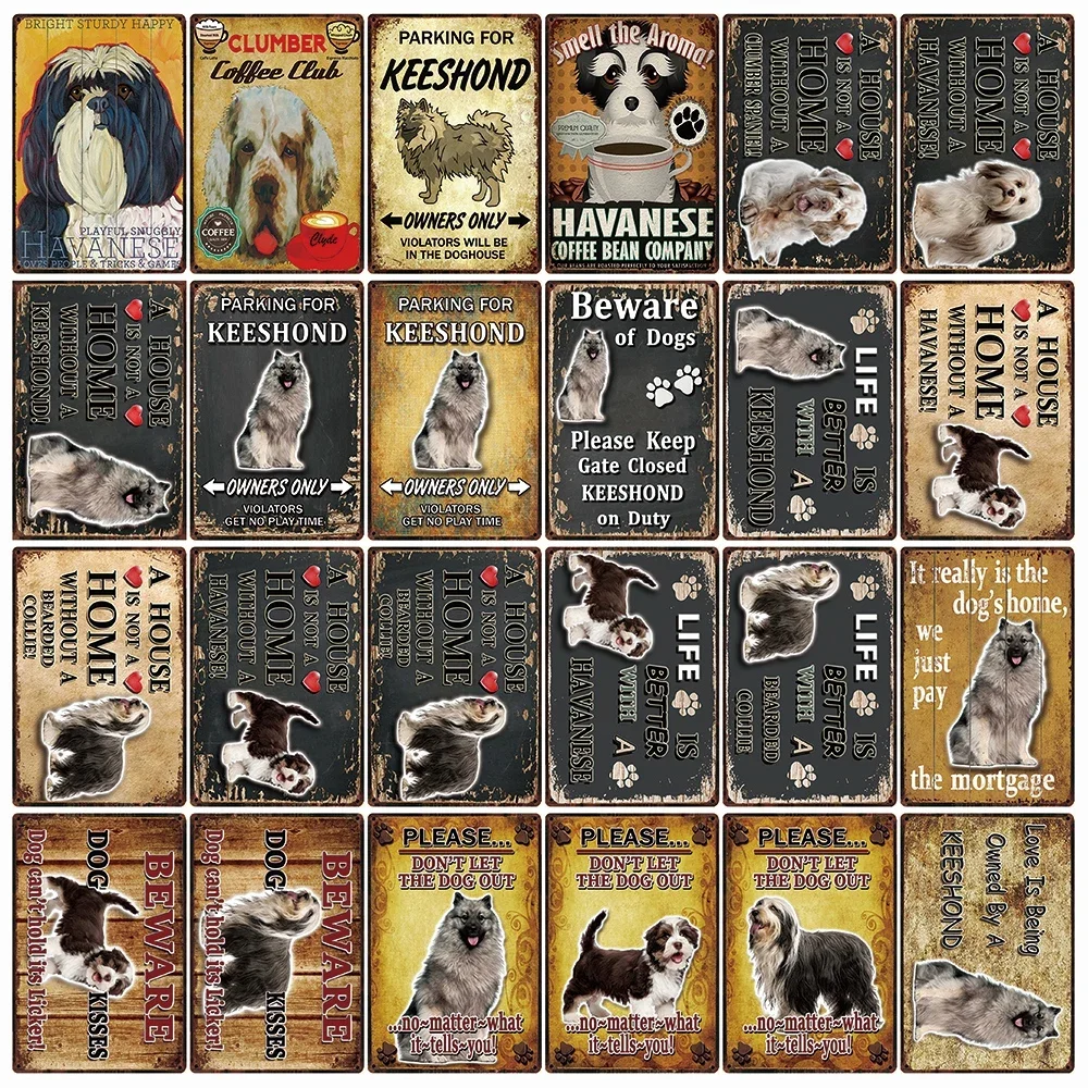 [Kelly66] Правила собаки с keeshonda Havanese Bearded Collie, металлический знак, домашний декор, Настенная картина 20*30 см