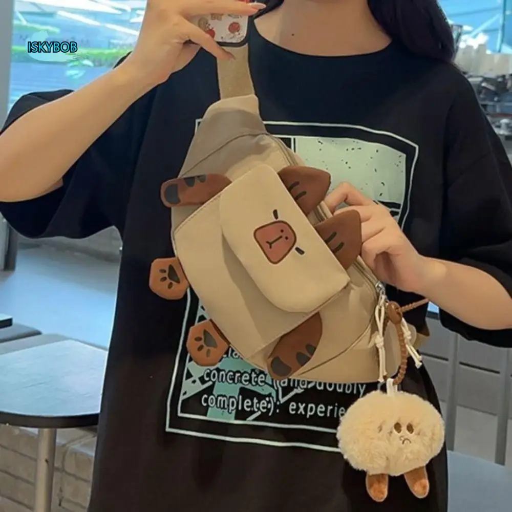

Leisure Sling Bag Capybara Chest Bag PU Leather Crossbody Kapibara Fanny Pack Cute Phone Pack Capibara Waist Packs Cycling Bag