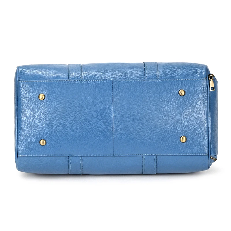 Bolso de viaje de cuero genuino para mujer, bolsa de equipaje de gran capacidad con bolsillo para zapatos, a la moda