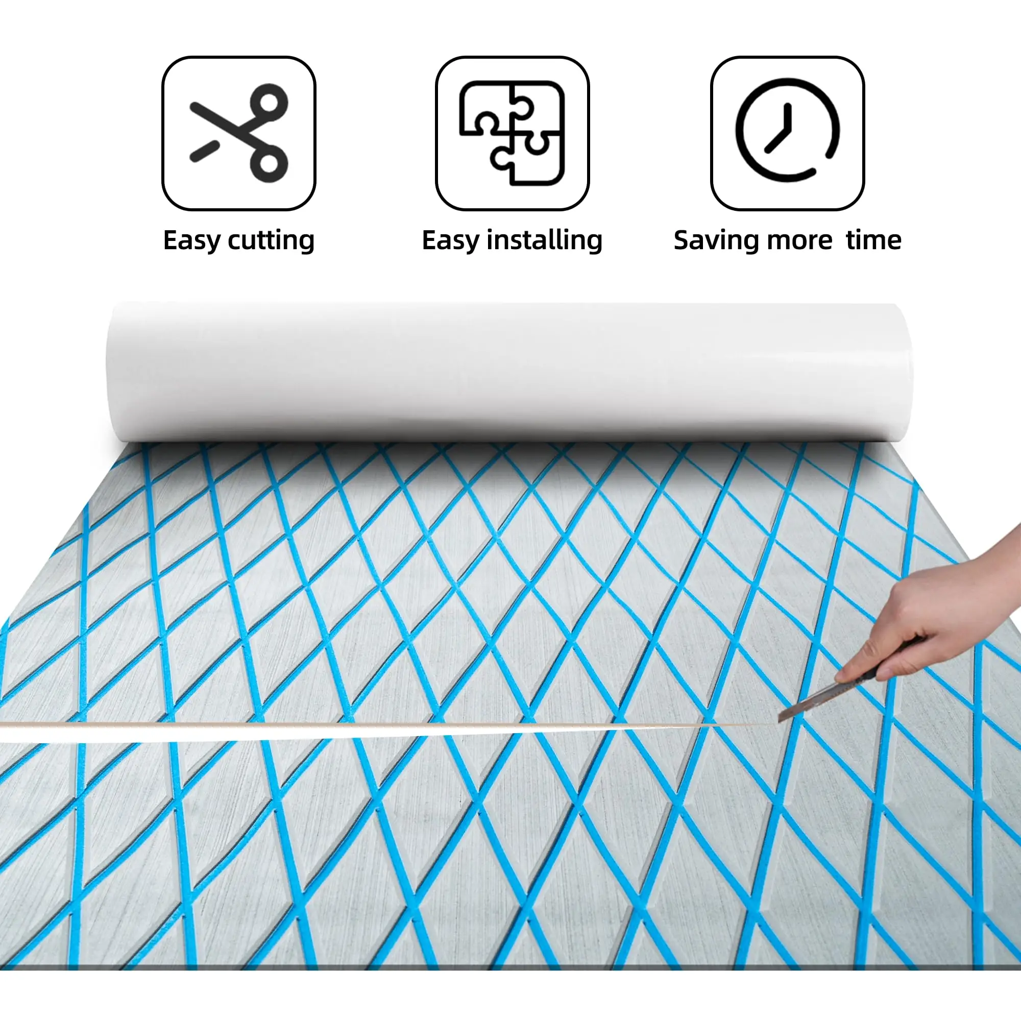 

EVA Foam Faux Teak Boat Deck Mat Decking Sheet Yacht Flooring Anti Skid Mat Self Adhesive Vehicle Pad