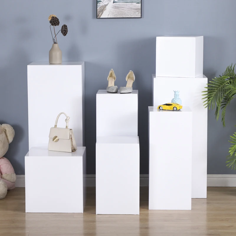 

Wooden painted white exhibition booth, exhibition boutique display cabinet, commercial women's clothing store table