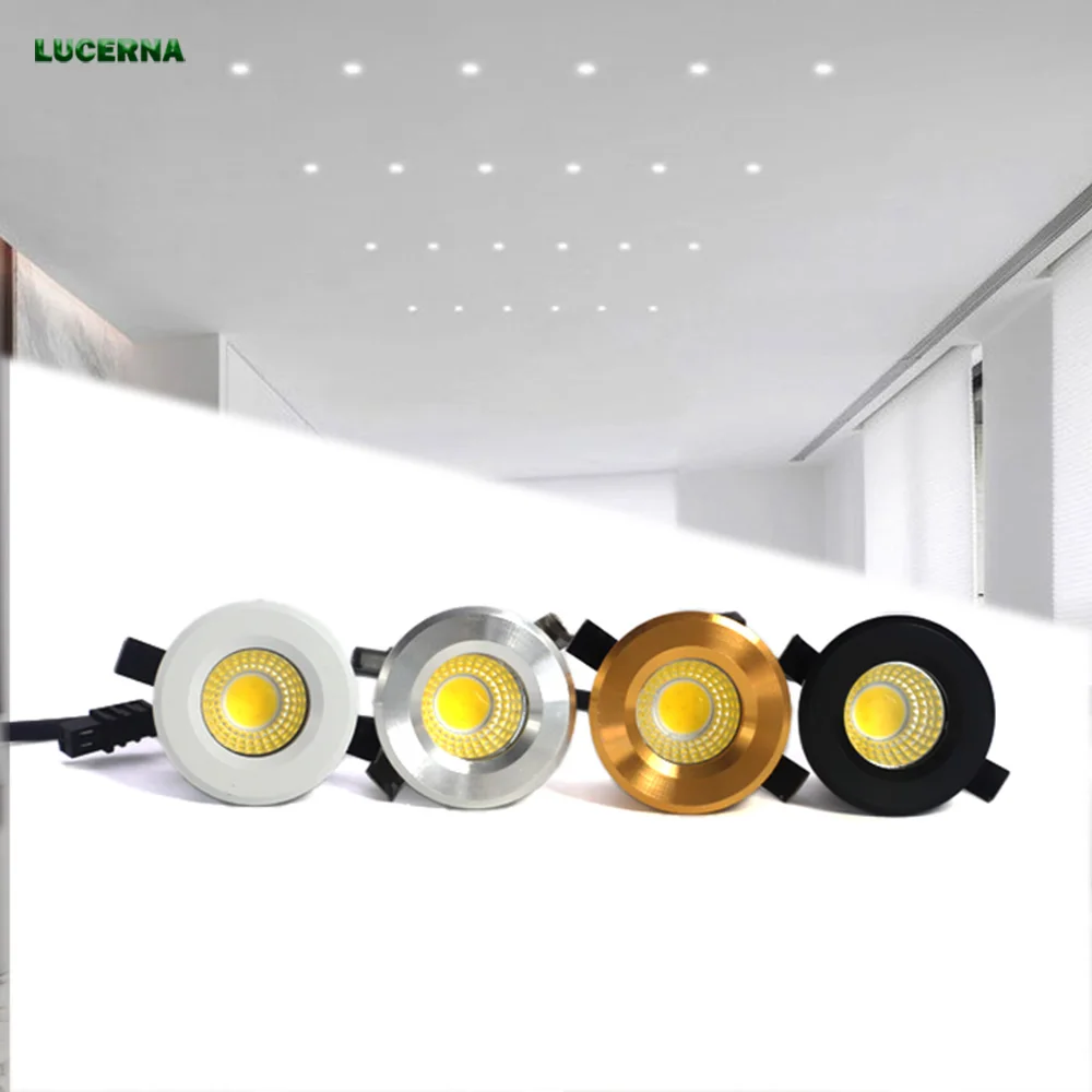 Lampu LED bawah air COB 3W dalam ruangan, lampu sorot tersembunyi 3W kabinet tampilan koridor tangga lampu langit-langit rumah kamar tidur 6 buah