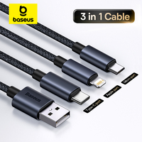 Baseus 3 in 1 USB Cable Type C Cable For Samsung Xiaomi Mi 9 Huawei Cable For iPhone 13 12 11 Phone Charger Micro USB Data Cable